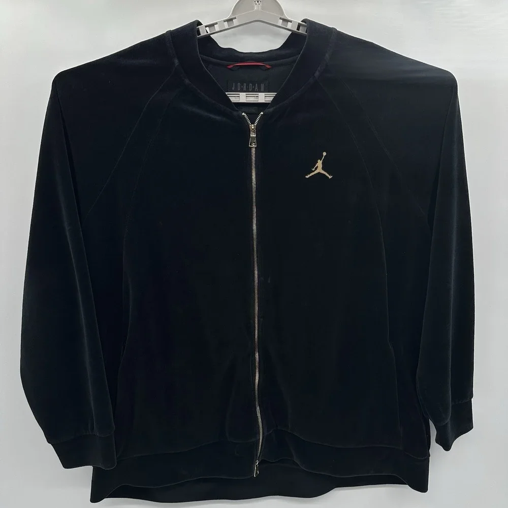 Nike Air Jordan Track Jacket Mens XXXL 3XL Black Jumpman Velour ZipUp AH2357-010